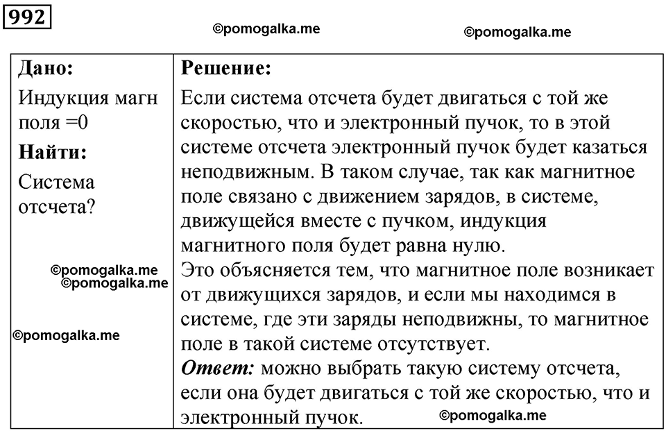 страница 133 номер 992 физика 10-11 класс сборник задач Рымкевича 2024 год