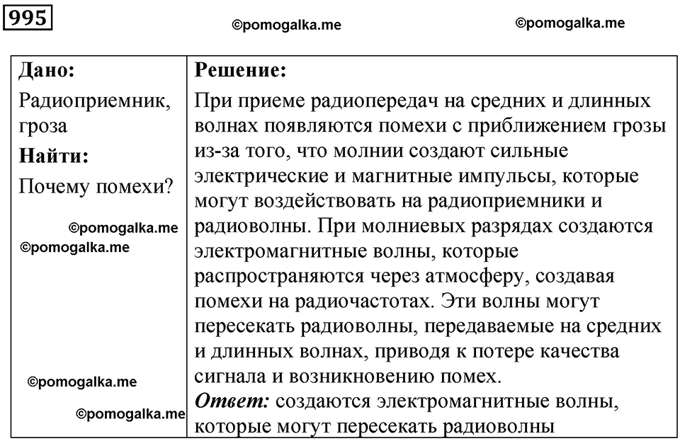 страница 133 номер 995 физика 10-11 класс сборник задач Рымкевича 2024 год