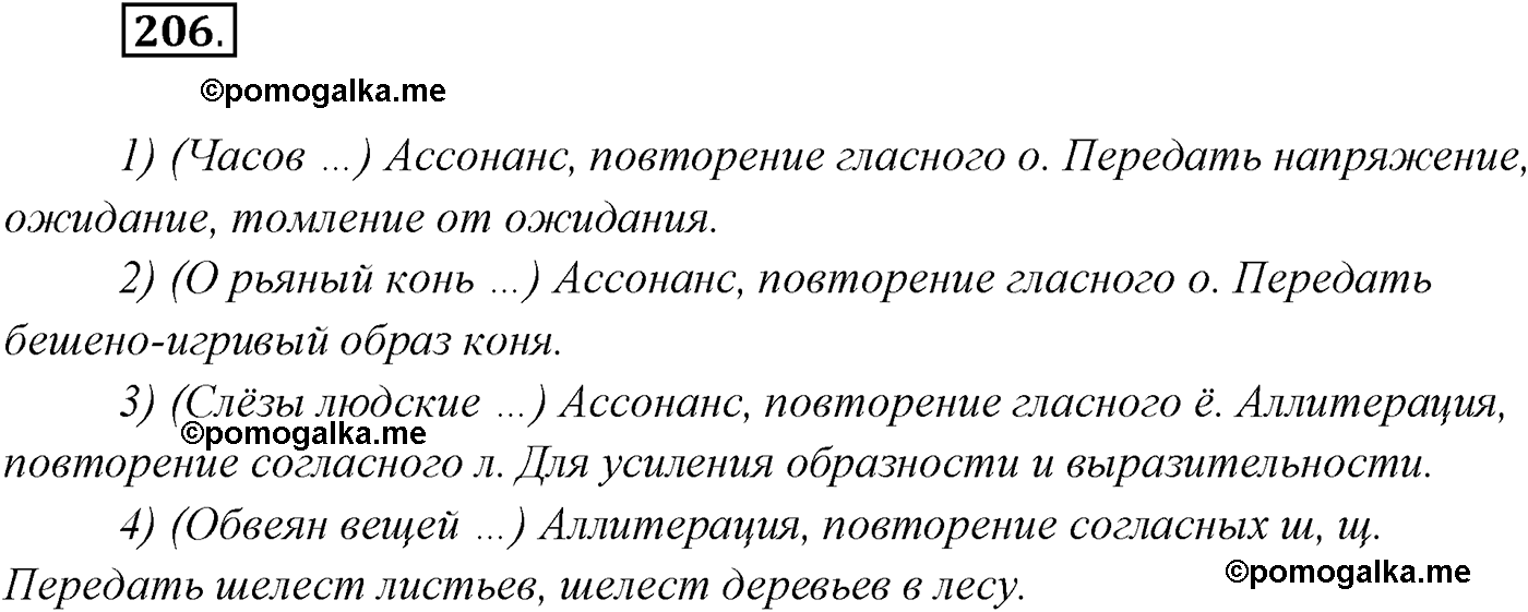 упражнение №206 русский язык 10 класс Гусарова 2021 год