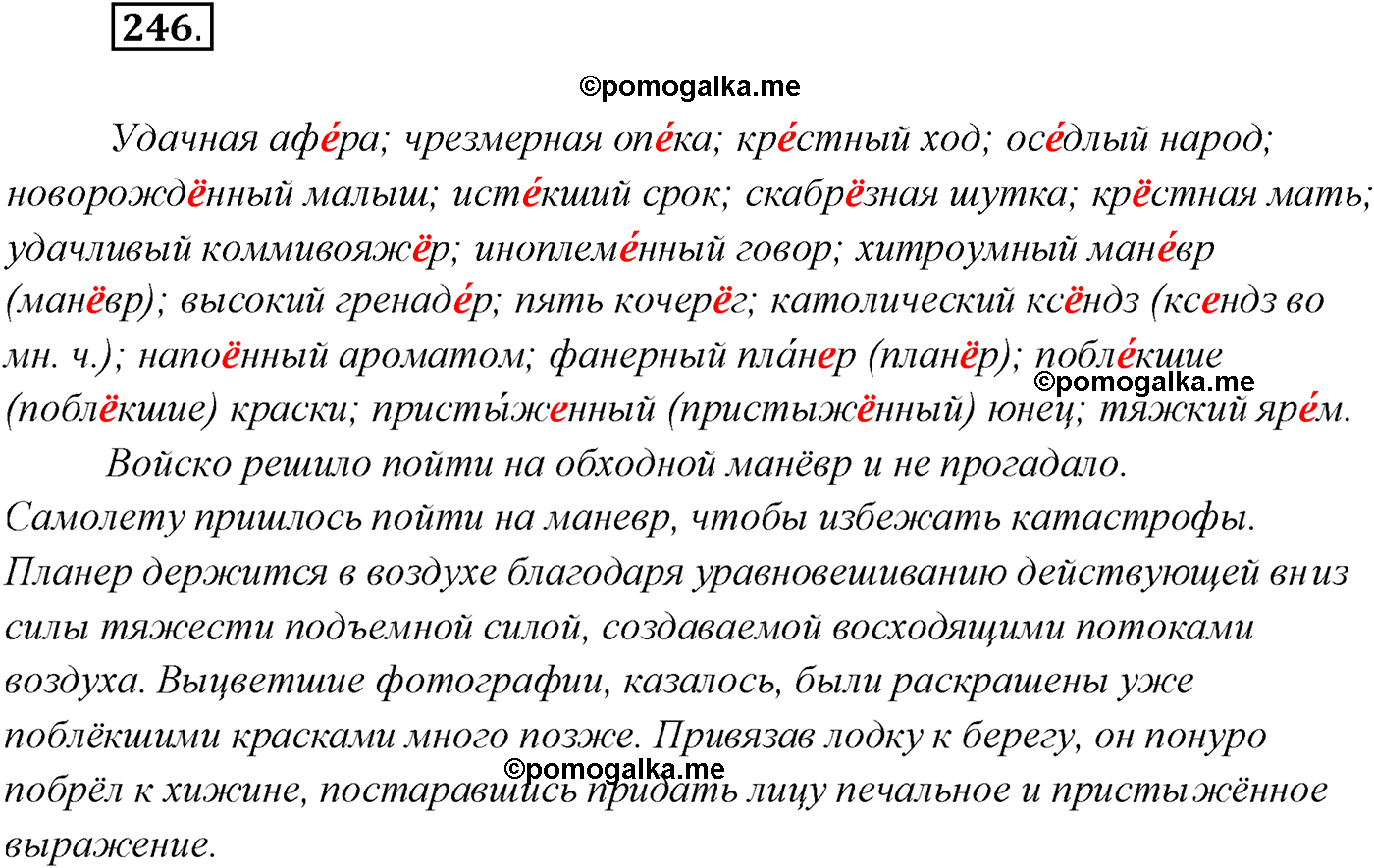 упражнение №246 русский язык 10 класс Гусарова 2021 год
