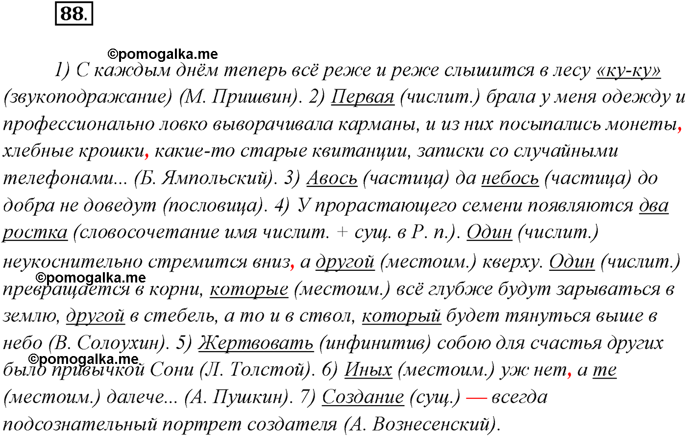 упражнение №88 русский язык 10 класс Гусарова 2021 год