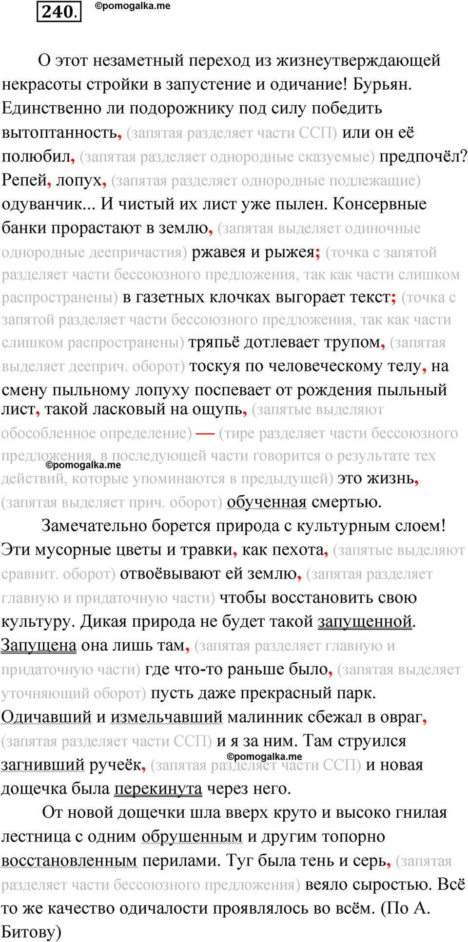 упражнение 240 русский язык 11 класс Гусарова учебник 2022 год