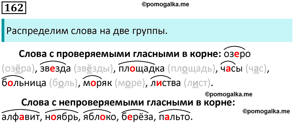 часть 1 упражнение 162 русский язык 2 класс Канакина, Горецкий 2024 год
