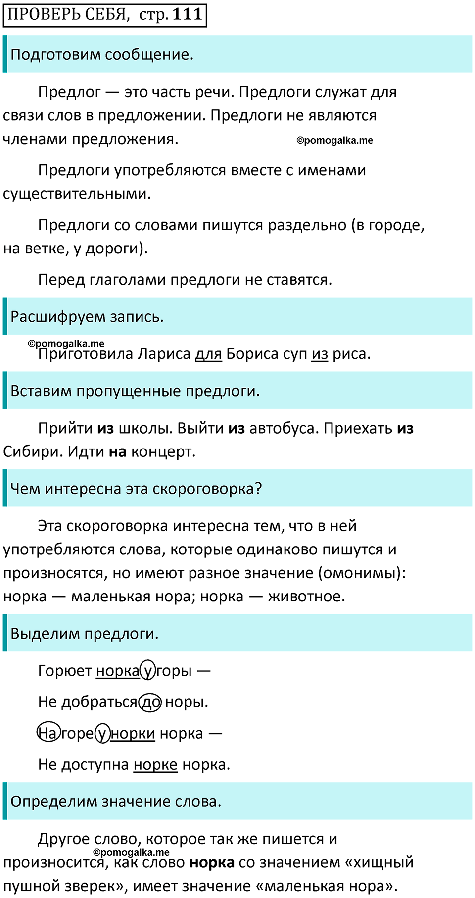 часть 2 страница 111 Проверь себя русский язык 2 класс Канакина, Горецкий 2024 год