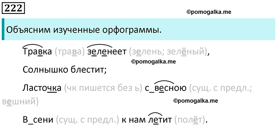 часть 2 упражнение 222 русский язык 2 класс Канакина, Горецкий 2024 год