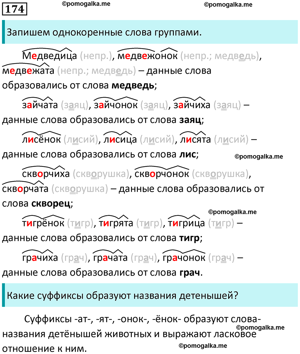 часть 1 страница 92 упражнение 174 русский язык 3 класс Канакина, Горецкий 2024