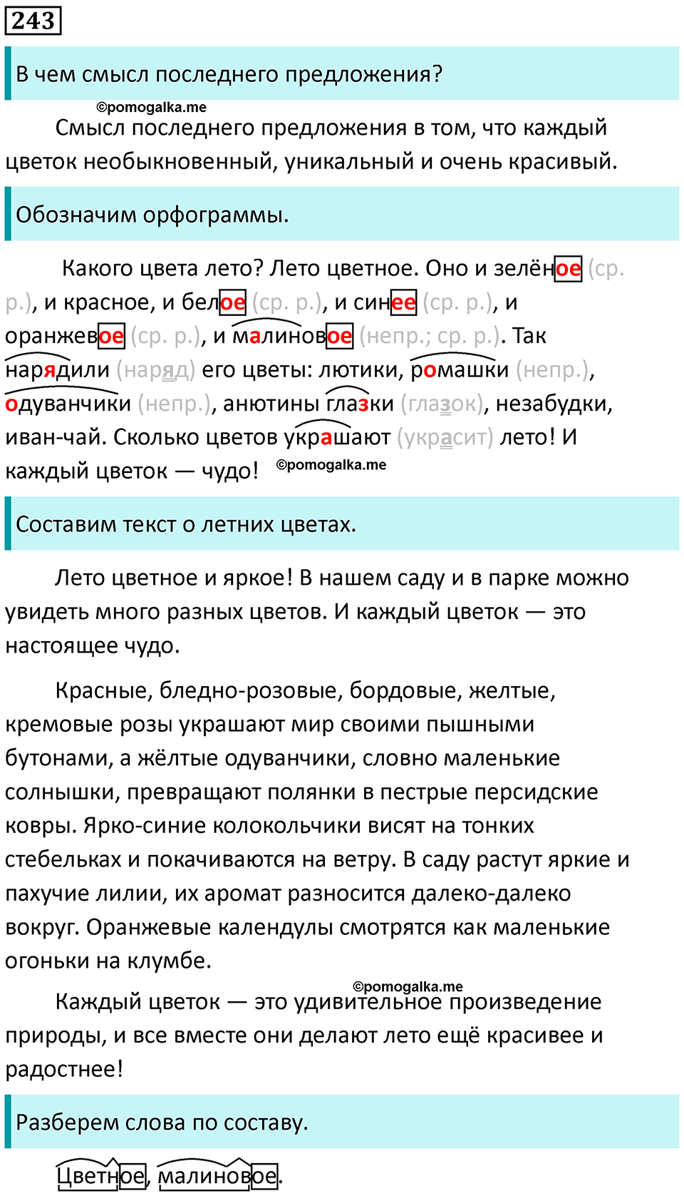 часть 2 страница 132 упражнение 243 русский язык 3 класс Канакина, Горецкий 2024