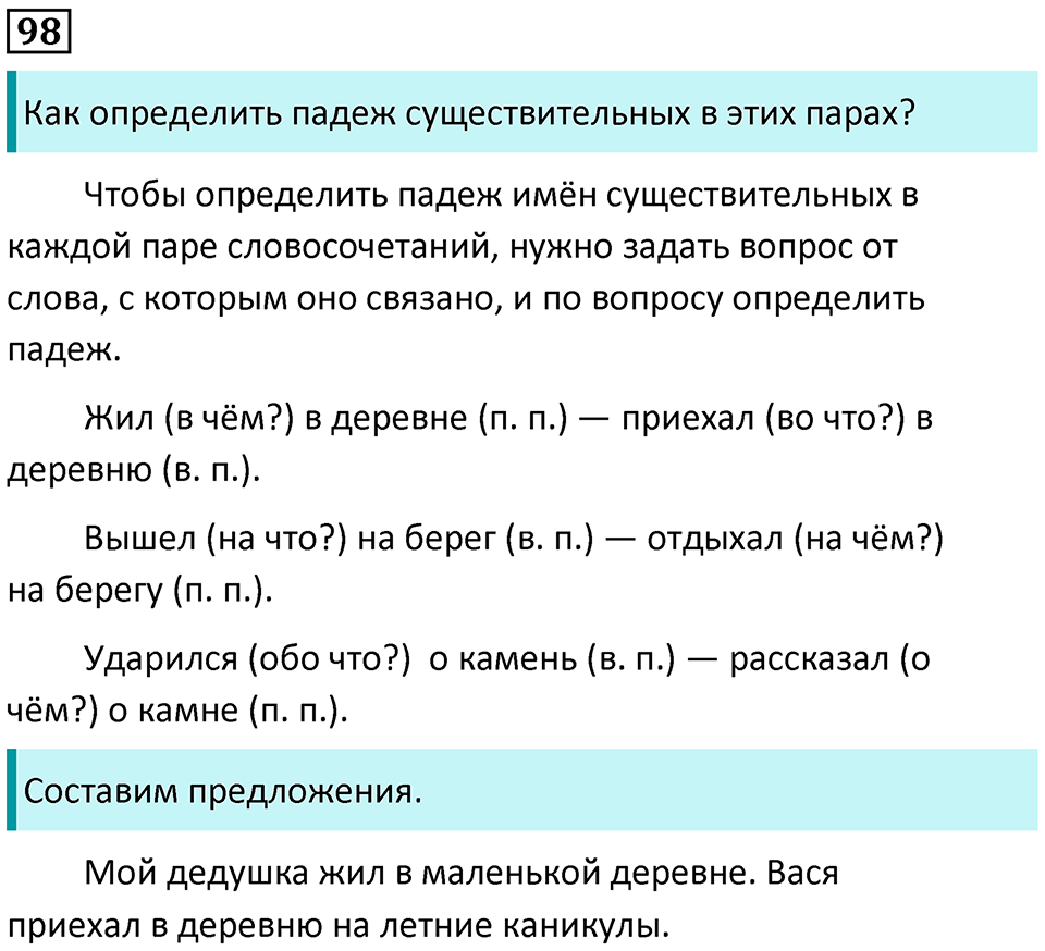 русский язык 3 класс страница 54 упражнение 98 2 часть