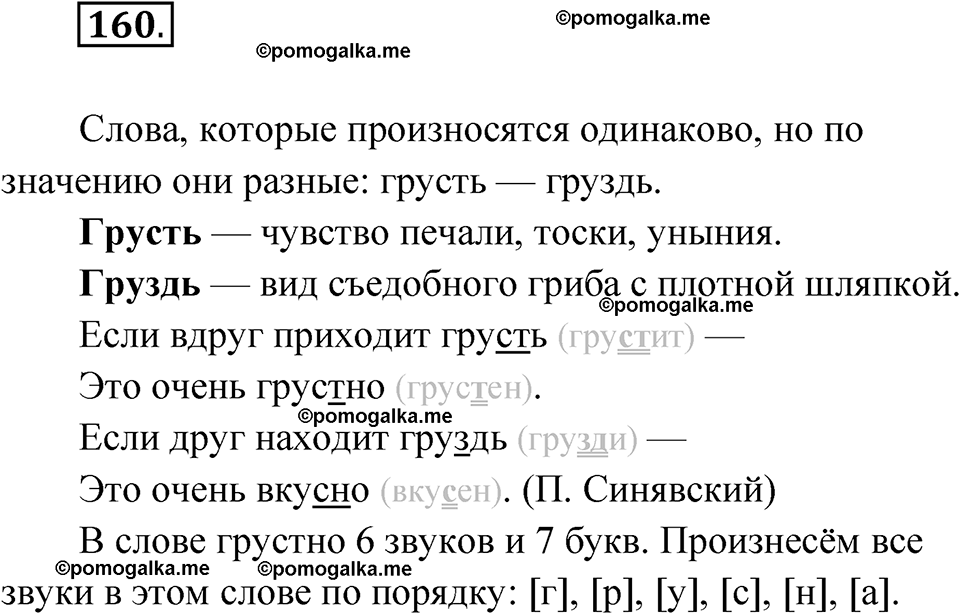 часть 1 упражнение 160 русский язык 3 класс Канакина рабочая тетрадь 2025 год