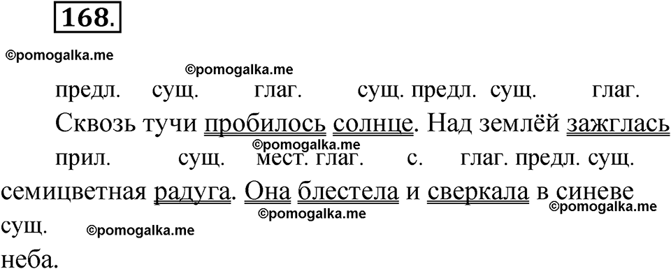 часть 2 упражнение 168 русский язык 3 класс Канакина рабочая тетрадь 2025 год