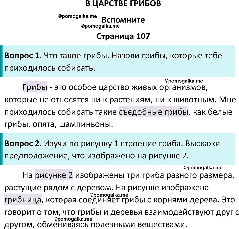 часть 1 страница 107 окружающий мир 3 класс Плешаков, Новицкая учебник 2024 год