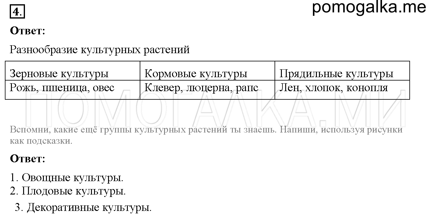 Страница 32-34. Растениеводство. Задание №4 окружающий мир 3 класс Плешаков рабочая тетрадь