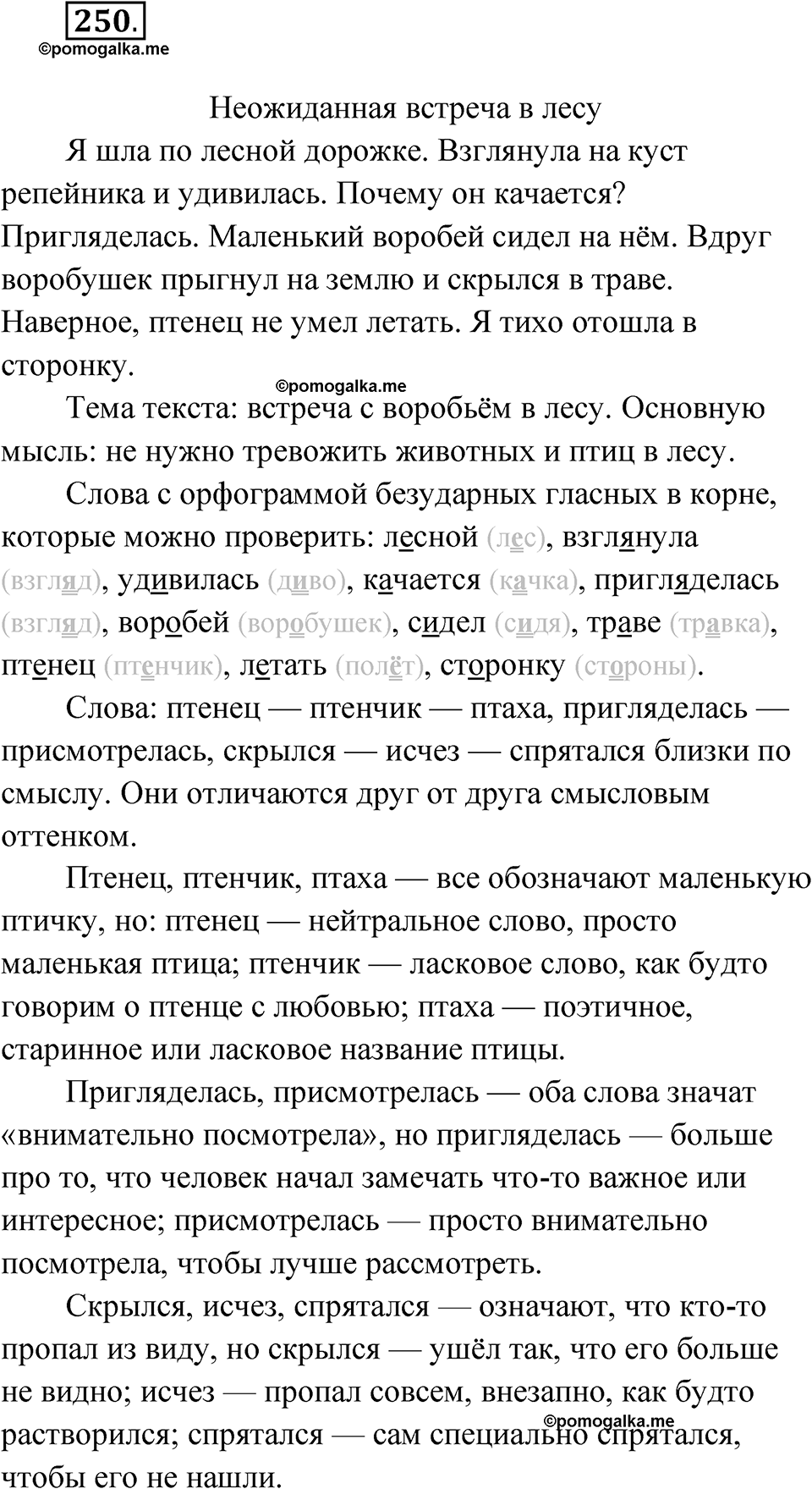 часть 1 упражнение 250 русский язык 3 класс Рамзаева 2025