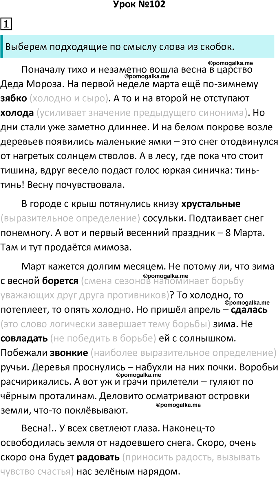 часть 2 урок 102 русский язык 4 класс Иванов, Кузнецова учебник 2024 год