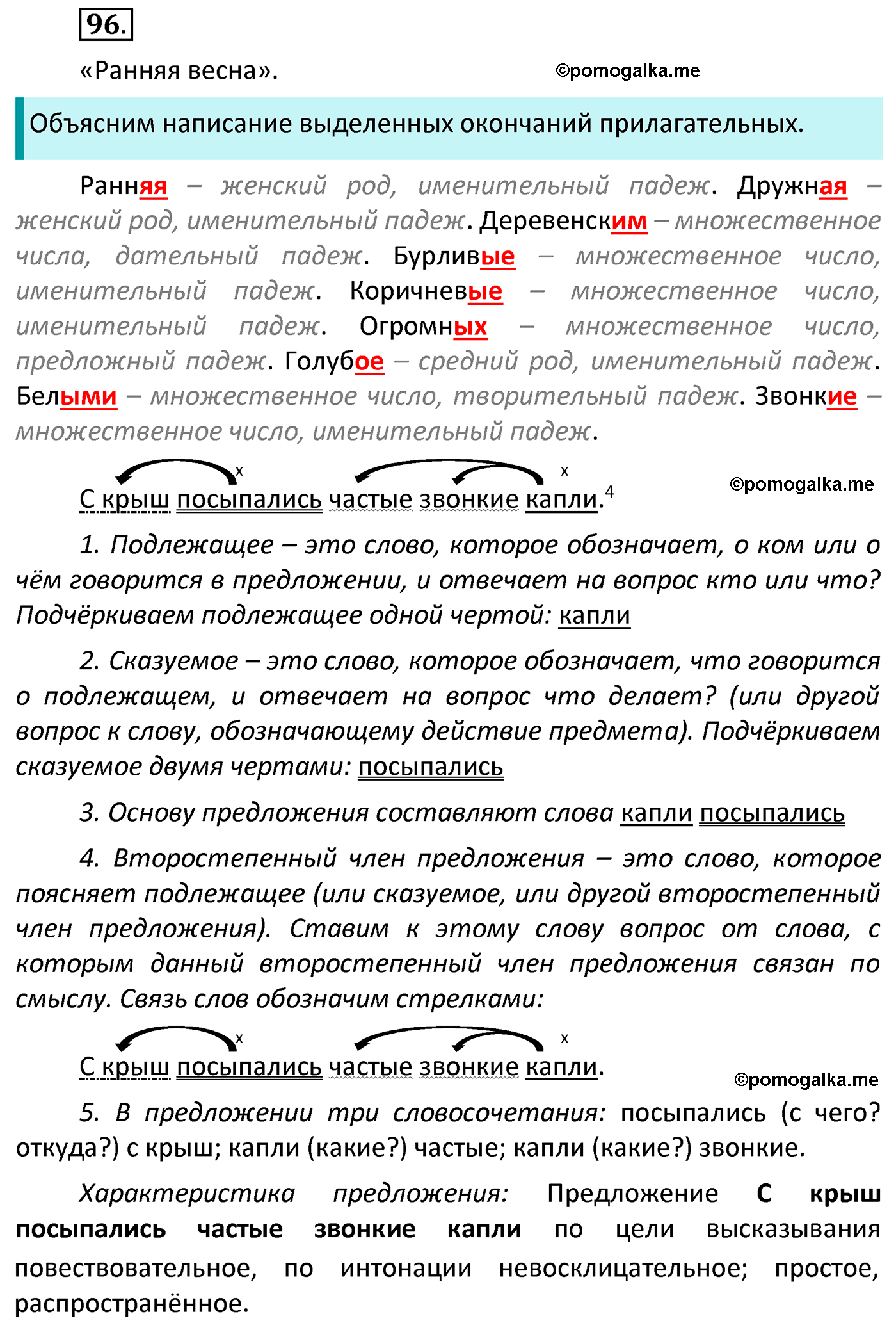 часть 2 страница 45 упражнение 96 русский язык 4 класс Канакина 2022 год