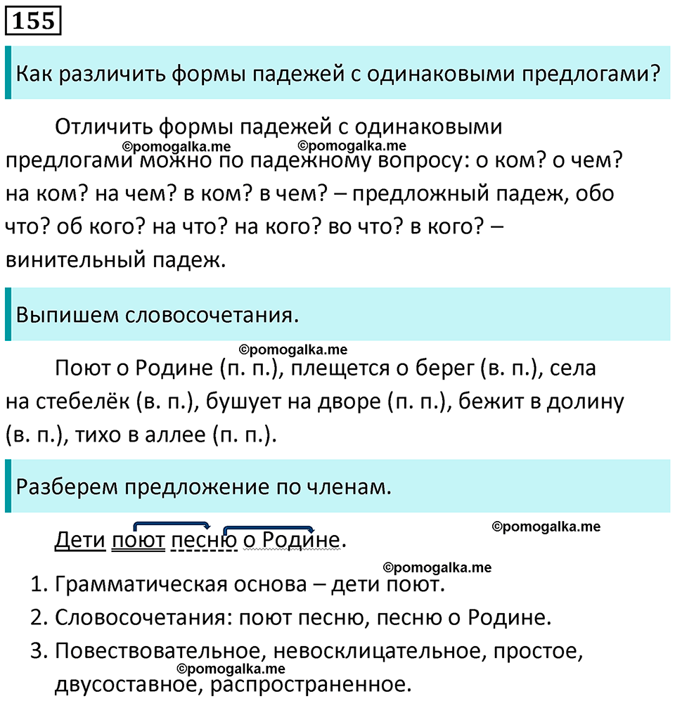 часть 1 упражнение 155 русский язык 4 класс Канакина 2023 год