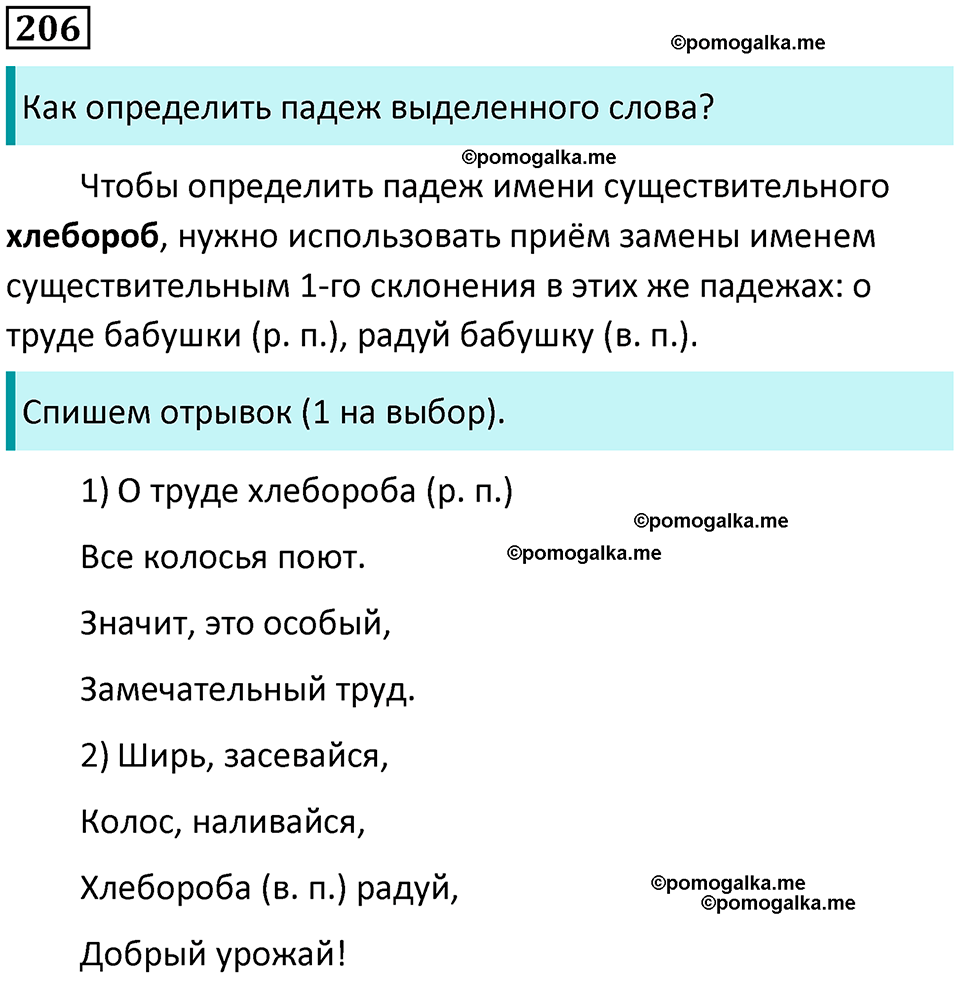 часть 1 упражнение 206 русский язык 4 класс Канакина 2023 год