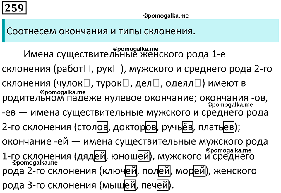 часть 1 упражнение 259 русский язык 4 класс Канакина 2023 год