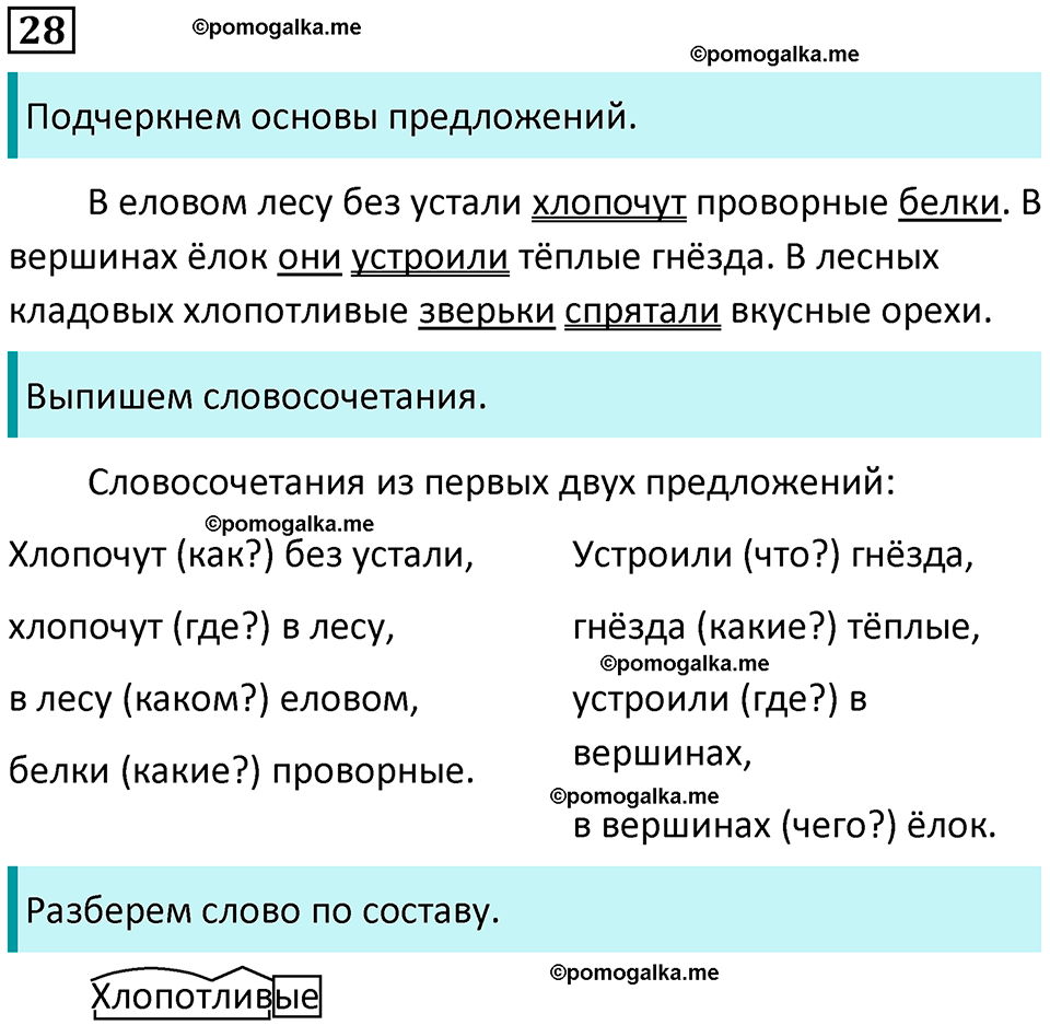 часть 1 упражнение 28 русский язык 4 класс Канакина 2023 год