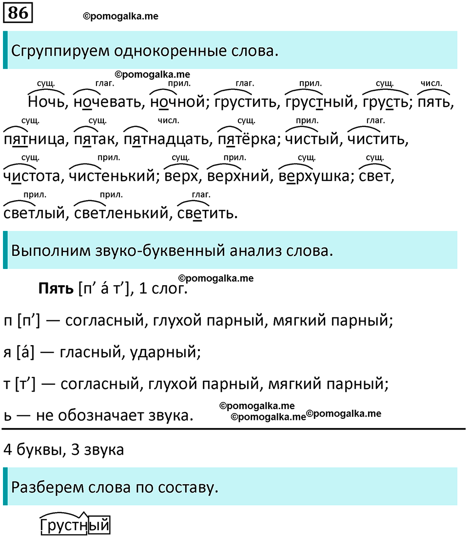 часть 1 упражнение 86 русский язык 4 класс Канакина 2023 год