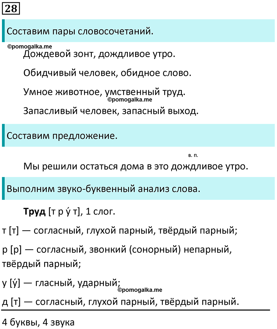 часть 2 упражнение 28 русский язык 4 класс Канакина 2023 год