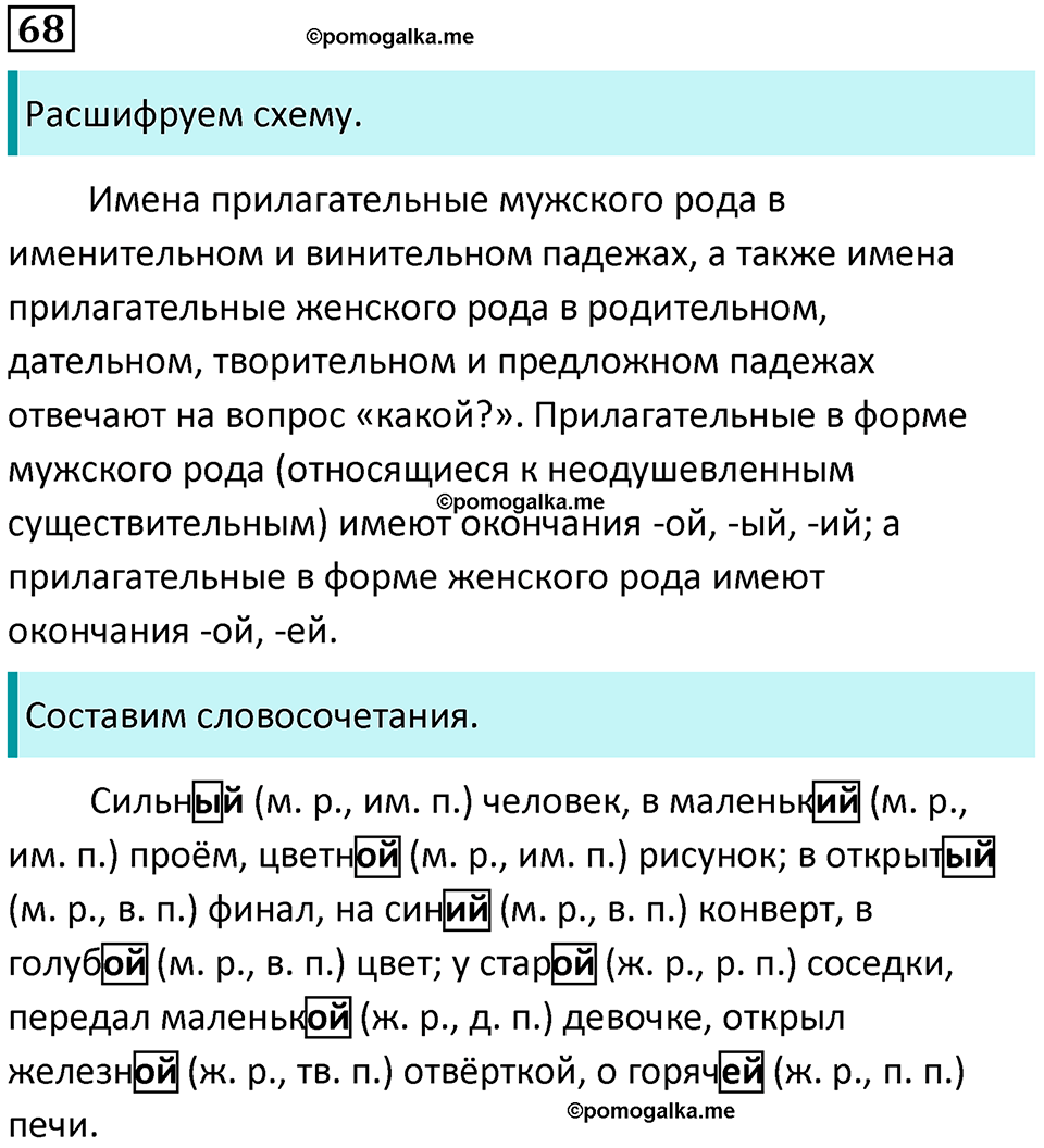 часть 2 упражнение 68 русский язык 4 класс Канакина 2023 год