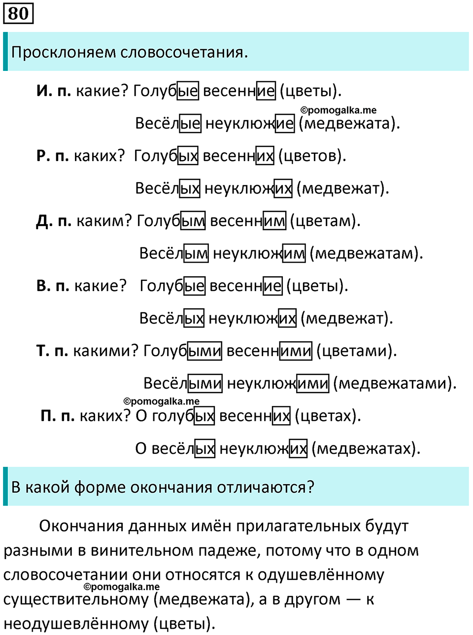 часть 2 упражнение 80 русский язык 4 класс Канакина 2023 год