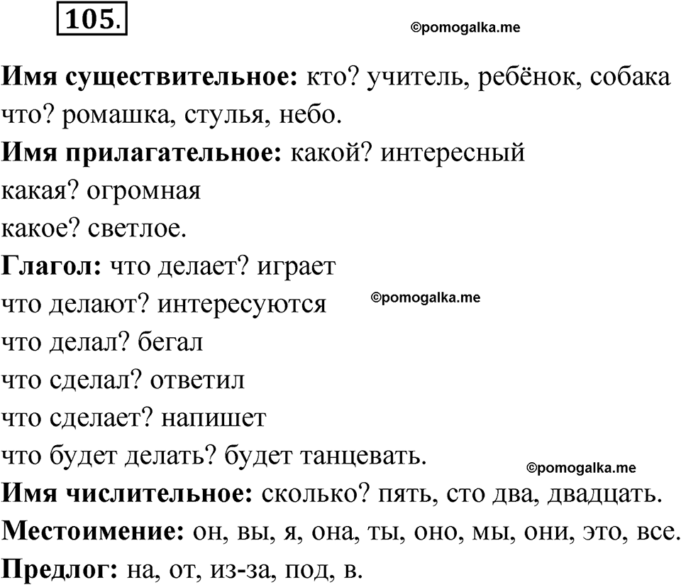 часть 1 упражнение 105 русский язык 4 класс Канакина рабочая тетрадь 2023 год