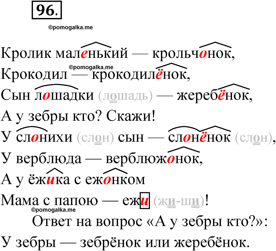часть 1 упражнение 96 русский язык 4 класс Канакина рабочая тетрадь 2023 год