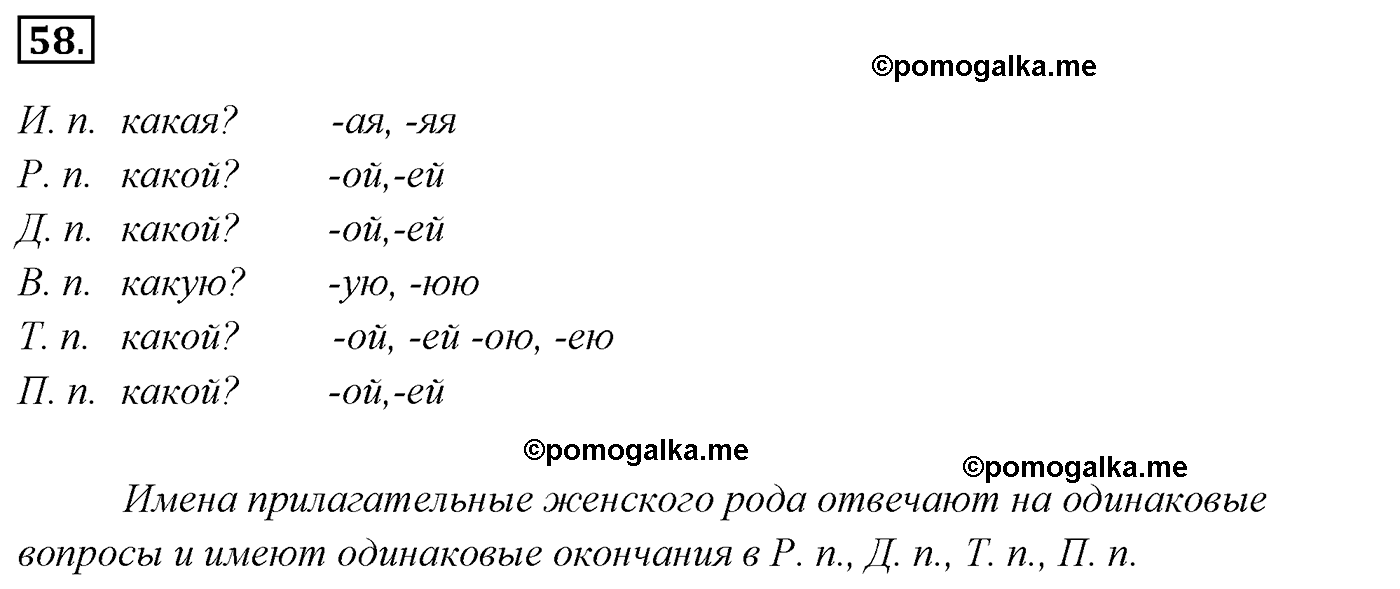 упражнение №58 русский язык 4 класс Канакина, Горецкий