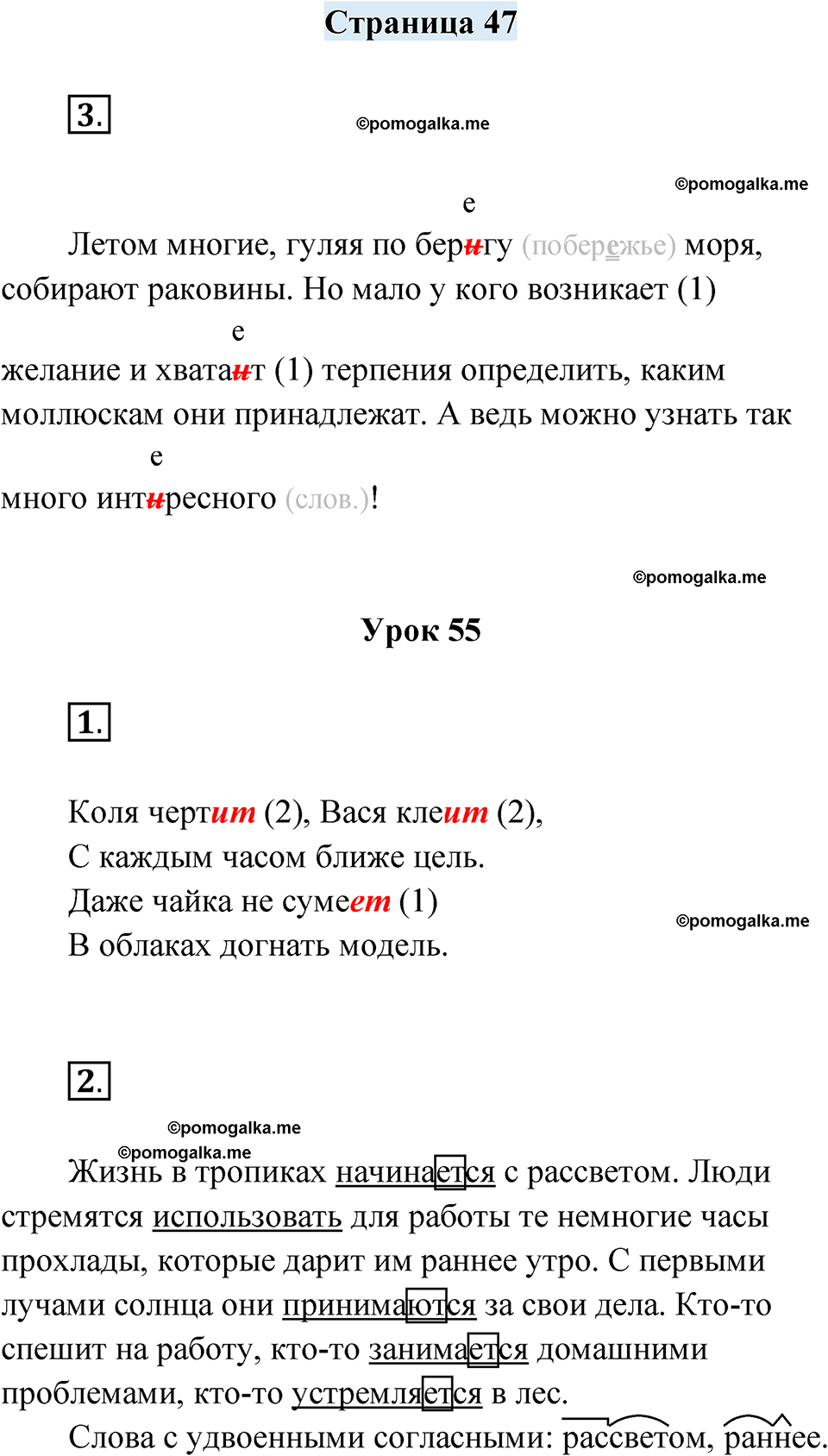 часть 1 страница 47 русский язык 4 класс Кузнецова рабочая тетрадь 2024 год