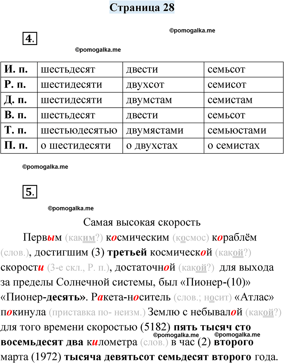 часть 2 страница 28 русский язык 4 класс Кузнецова рабочая тетрадь 2024 год