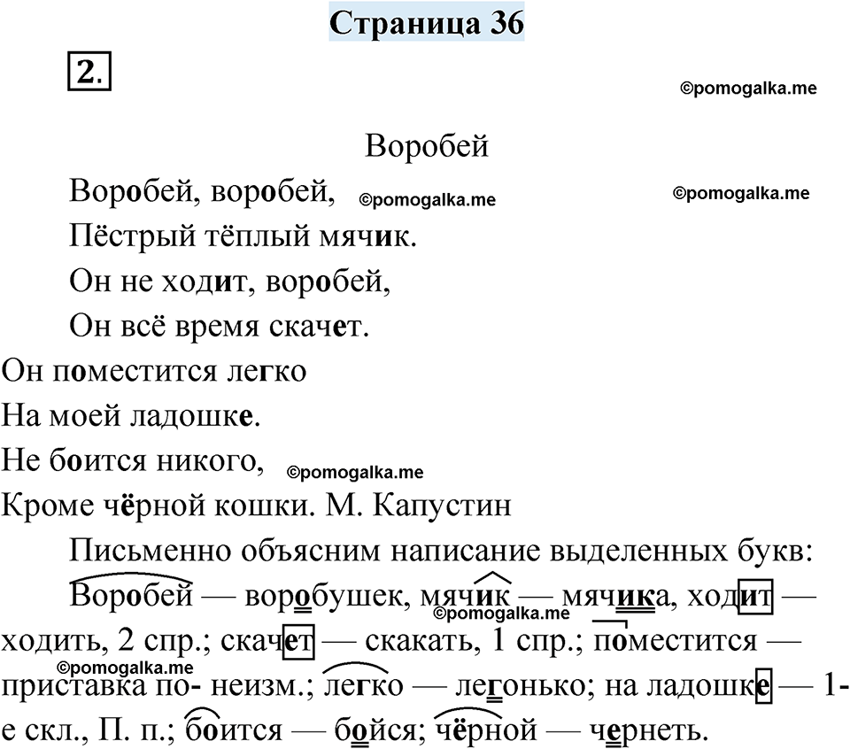 часть 2 страница 36 русский язык 4 класс Кузнецова рабочая тетрадь 2024 год