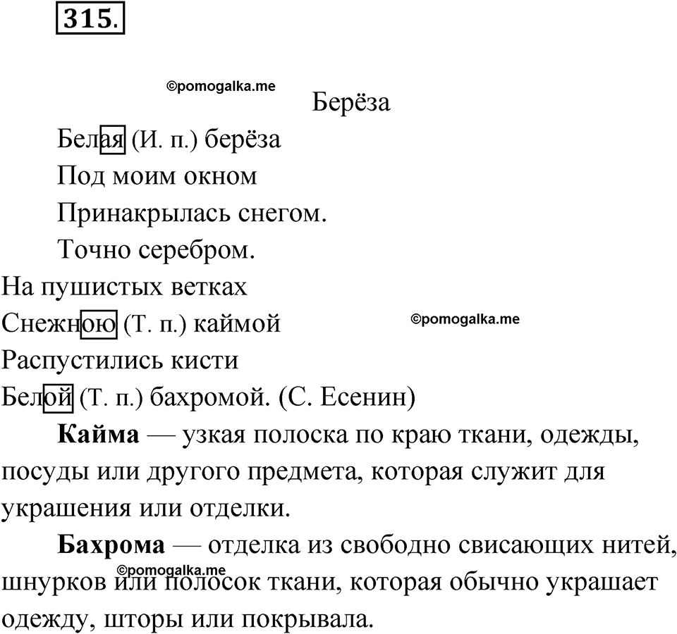 часть 2 страница 19 упражнение 315 русский язык 4 класс Рамзаева 2025