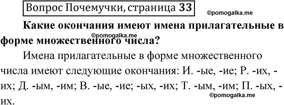 часть 2 страница 33 Вопрос почемучки русский язык 4 класс Рамзаева 2025
