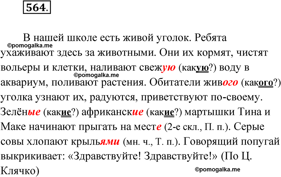 часть 2 страница 141 упражнение 564 русский язык 4 класс Рамзаева 2025