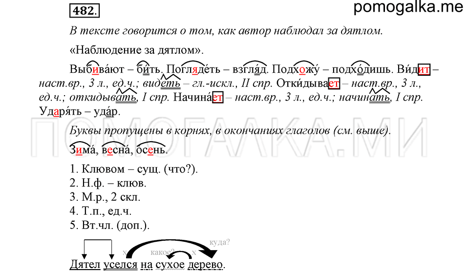 часть 2 страница 100 упражнение №482 русский язык 4 класс Рамзаева 2019