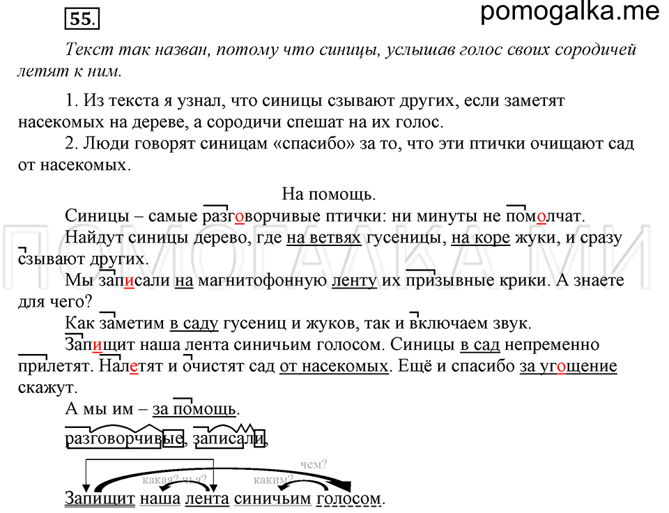часть 1 страница 29 упражнение №55 русский язык 4 класс Рамзаева 2019