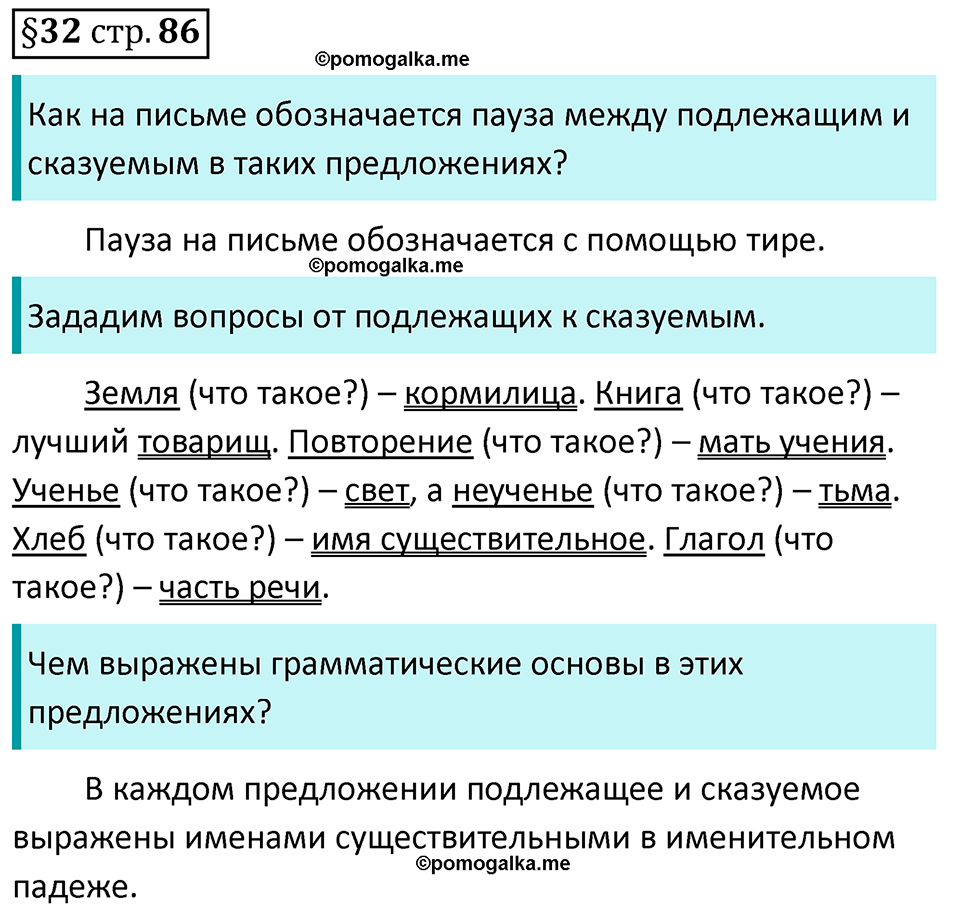 Часть 1 стр. 86 вопросы к §32 - ГДЗ по русскому языку 5 класс Ладыженская,  Баранов, Тростенцова