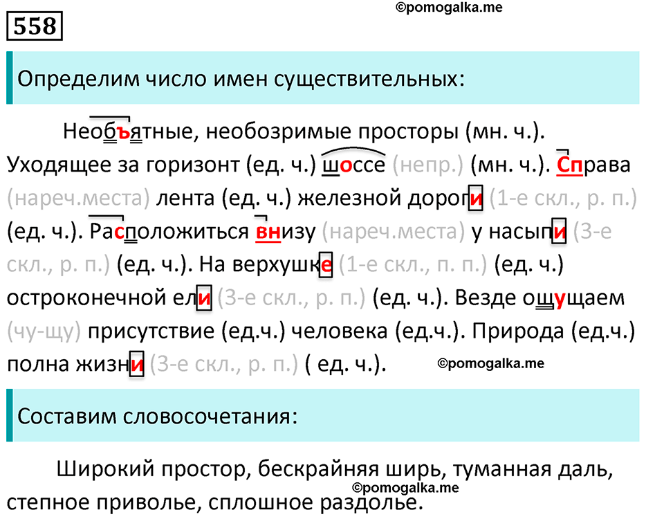Русский язык 5 класс упражнение 558. Характеристика предложения 5 класс русский язык образец ладыженская.