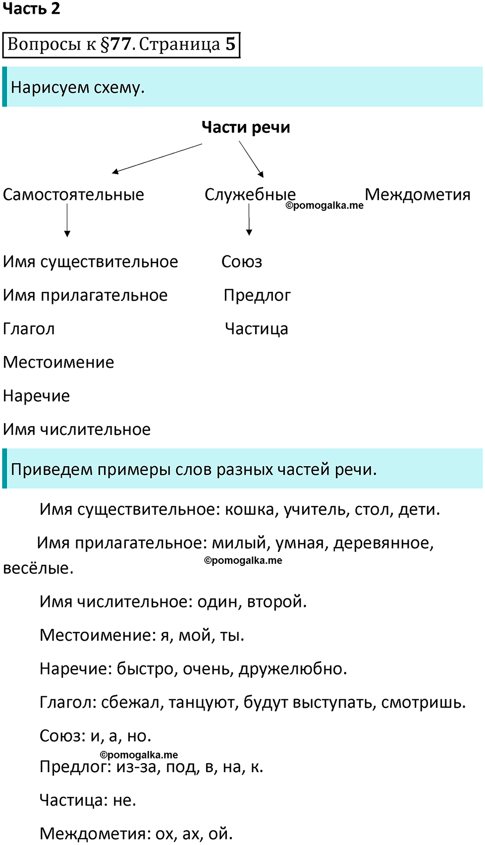 часть 2 страница 5 вопросы к параграфу 77 русский язык 5 класс Ладыженская, Баранов 2023 год