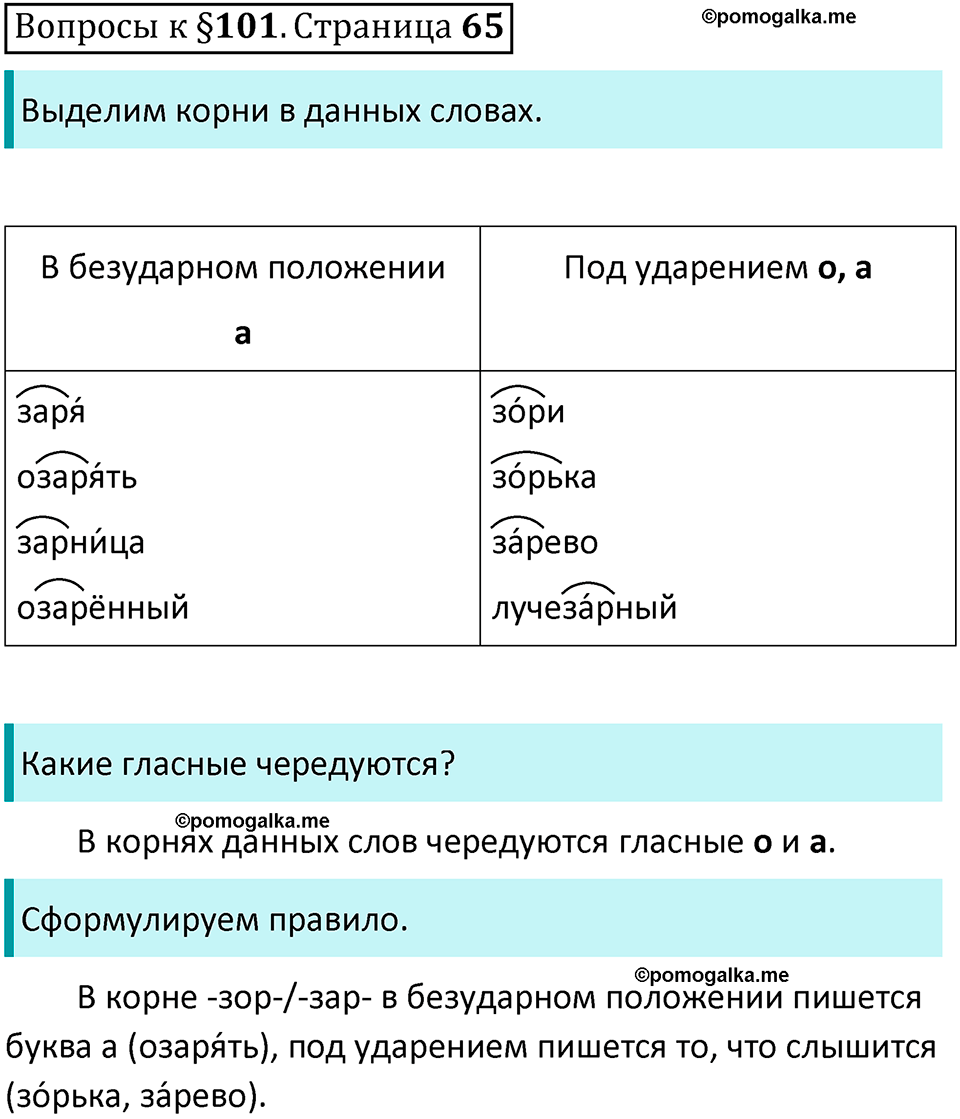 часть 2 страница 65 вопросы к параграфу 101 русский язык 5 класс Ладыженская, Баранов 2023 год