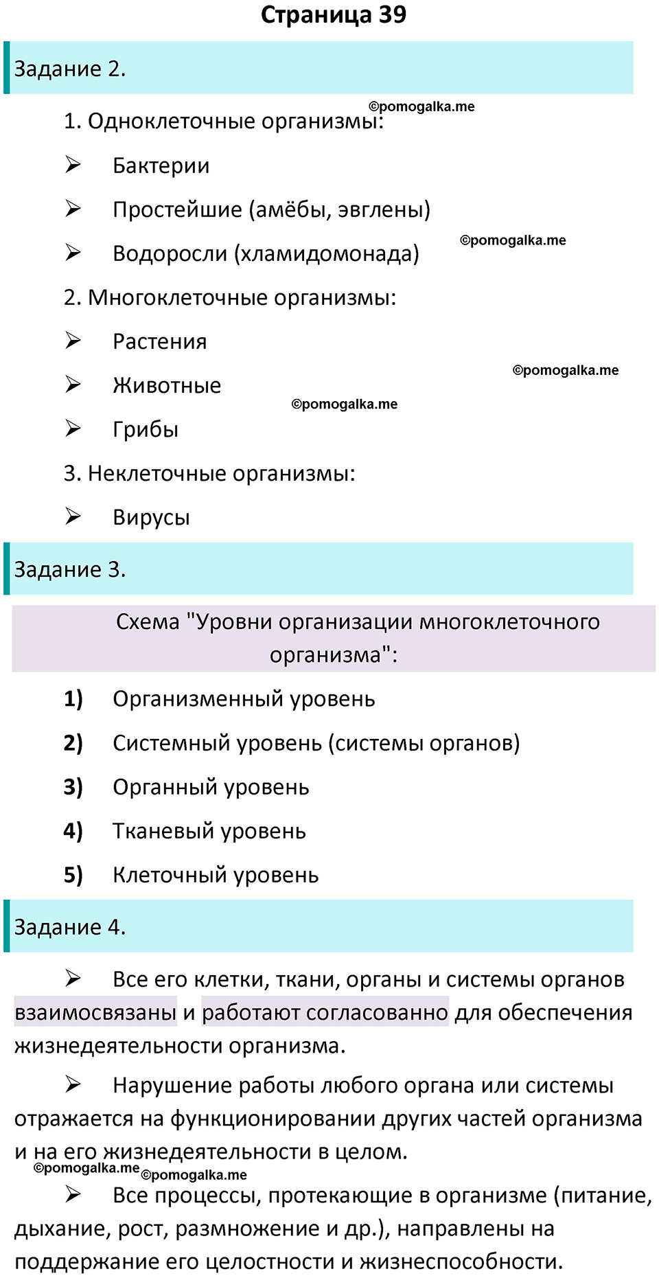 страница 39 биология 5 класс Пасечник, Суматохин рабочая тетрадь 2024 год