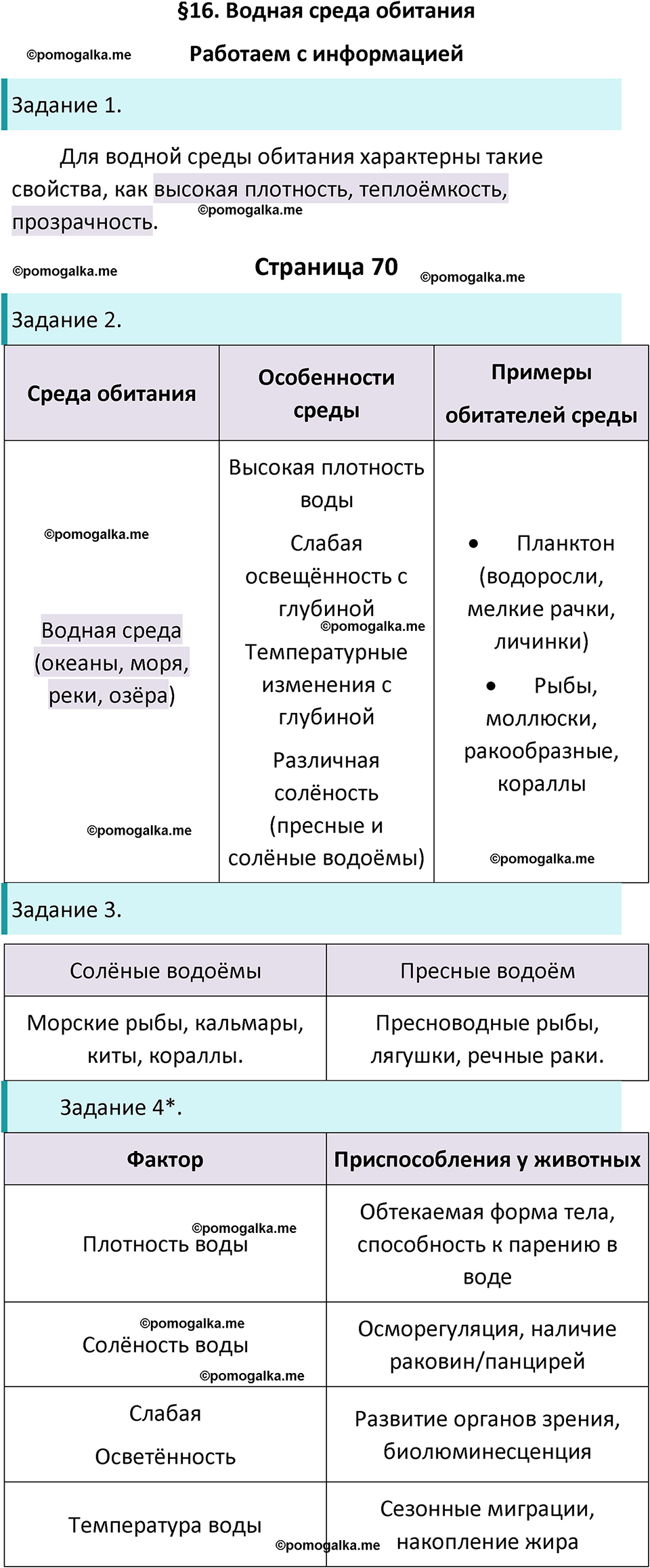 параграф 16 биология 5 класс Пасечник, Суматохин рабочая тетрадь 2024 год