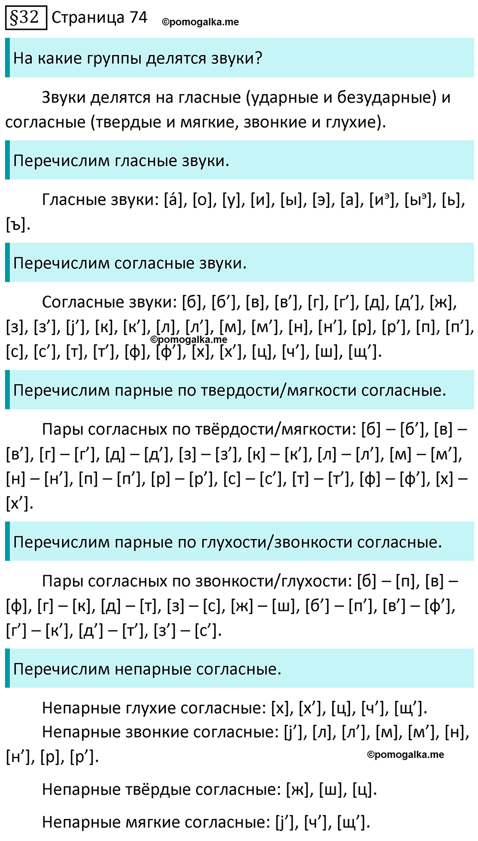 часть 1 страница 74  §32 русский язык 5 класс Разумовская, Львова, Капинос, Львов 2021