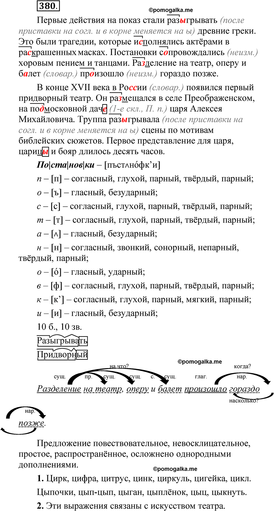 часть 1 страница 170 упражнение 380 русский язык 5 класс Рыбченкова учебник 2023 год