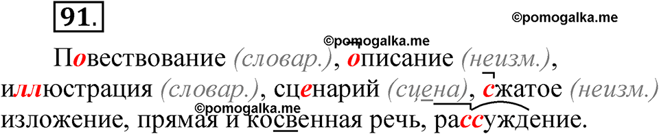 часть 1 страница 60 упражнение 91 русский язык 5 класс Рыбченкова учебник 2023 год
