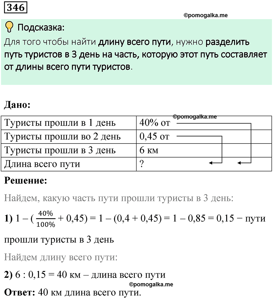 вариант 3 задача / упр. 346 математика 6 класс Чесноков дидактические материалы 2022 год