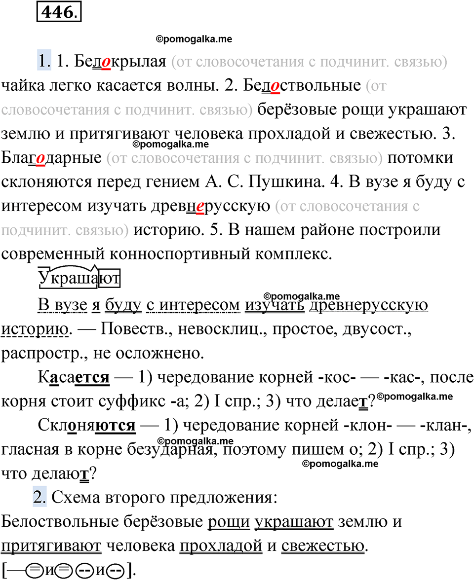страница 169 упражнение 446 русский язык 6 класс Лидман-Орлова 2022 год