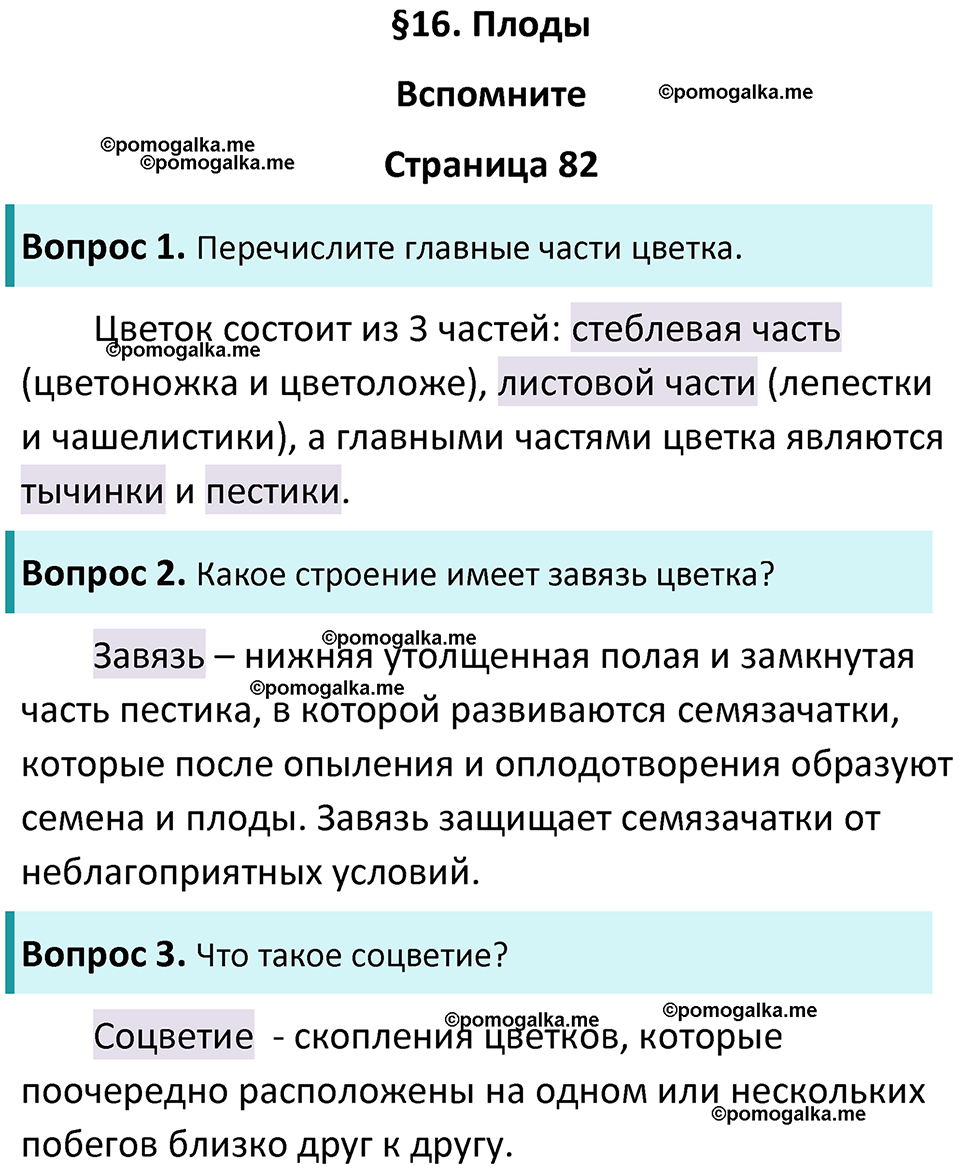 страница 82 биология 6 класс Пасечник, Суматохин учебник 2024 год